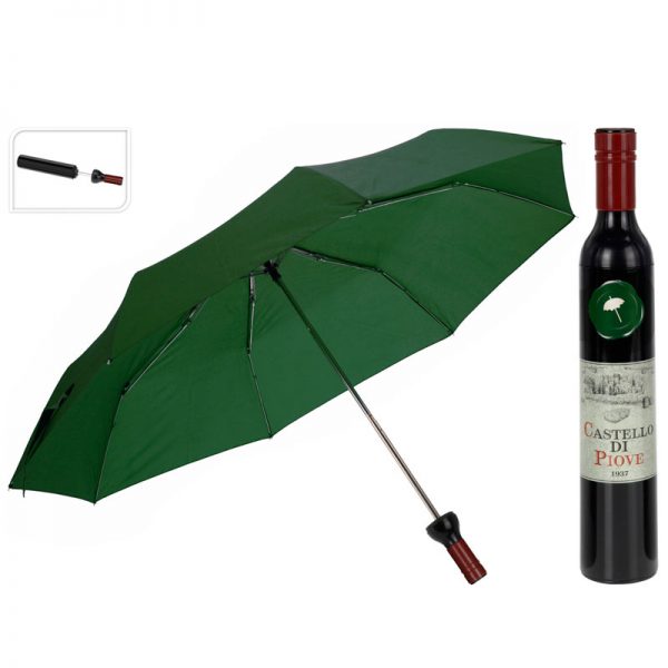paraplu in wijnflesverpakking groen