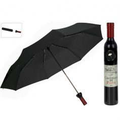 paraplu in wijnflesverpakking zwart