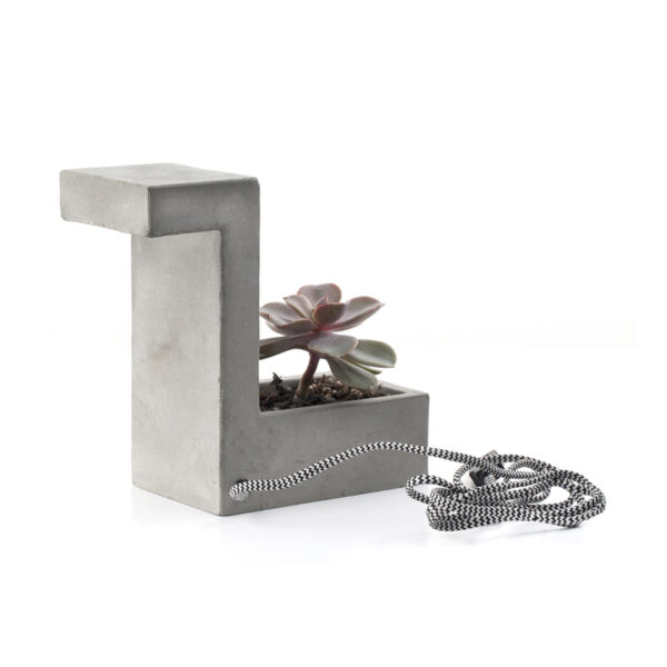 betonnen bureau planter met lamp