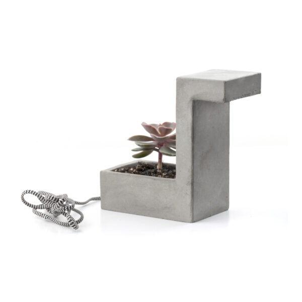 betonnen bureau planter met lamp