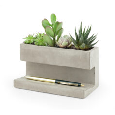 betonnen bureau planter met pennenhouder